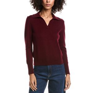 Forte Cashmere Womens  Wool & Cashmere-Blend Crystal Polo Sweater, Purple